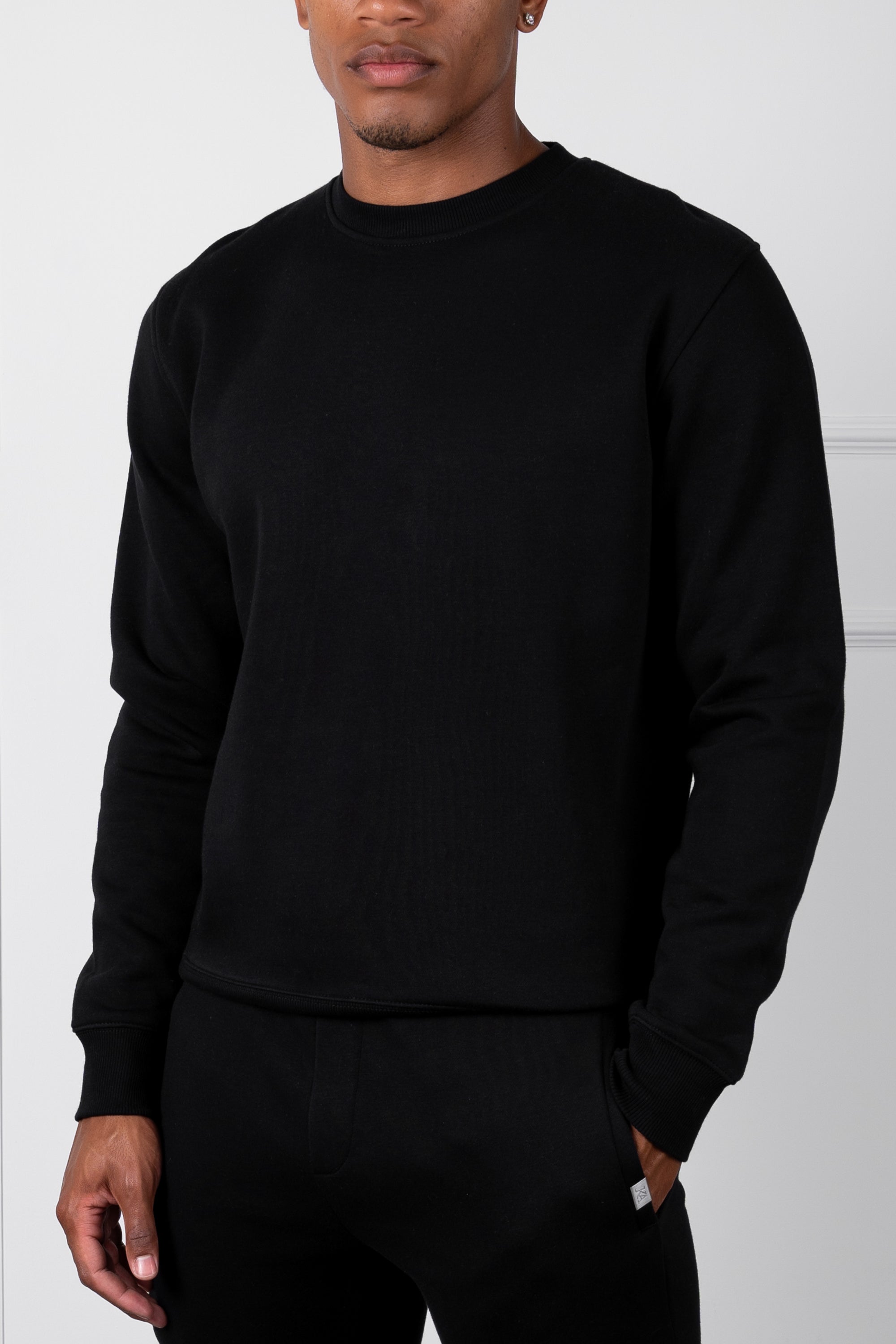 Slim Fit Crew Neck Sweatshirt - Black