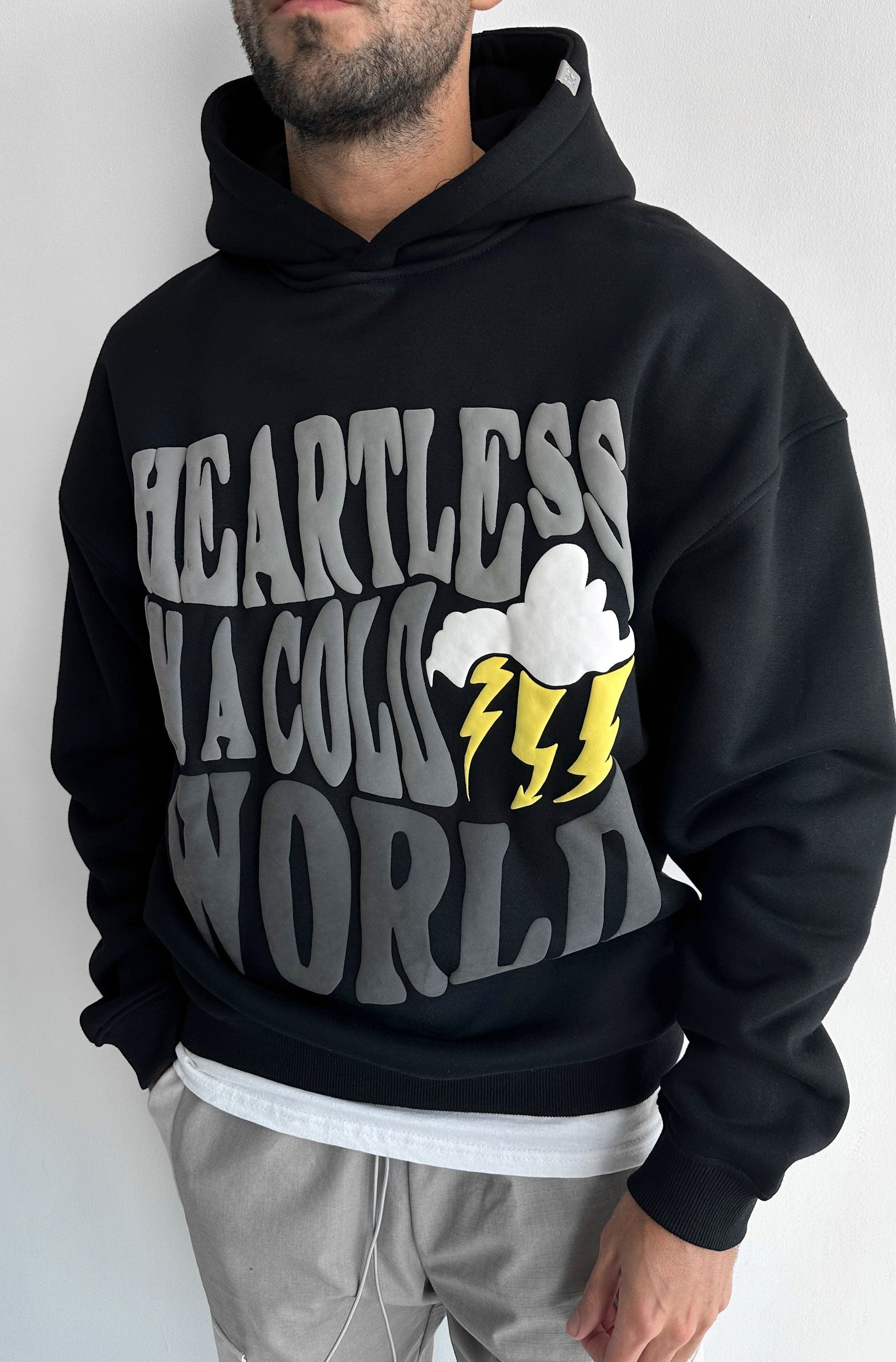 Heartless Puff Print Hoodie - Black