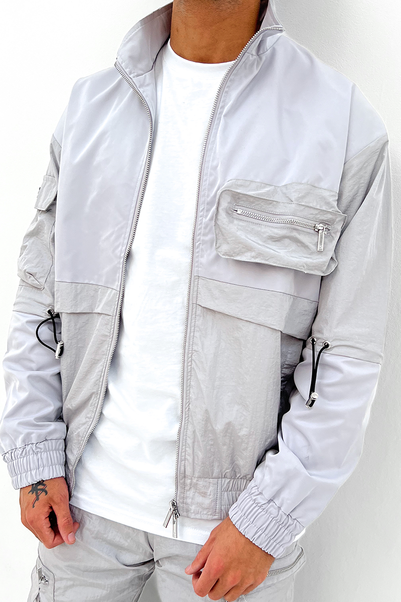 Electra Cargo Split Fabric Jacket - Grey