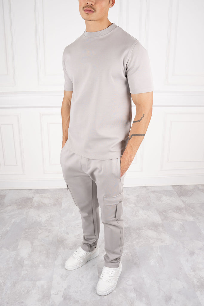 Day To Day T-Shirt And Cargo Jogger Set - Grey