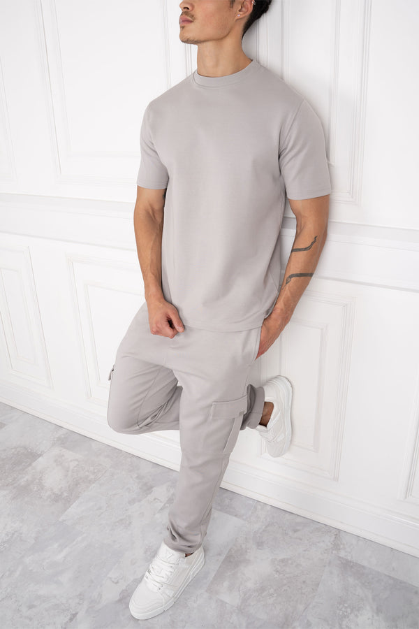 Day To Day T-Shirt And Cargo Jogger Set - Grey
