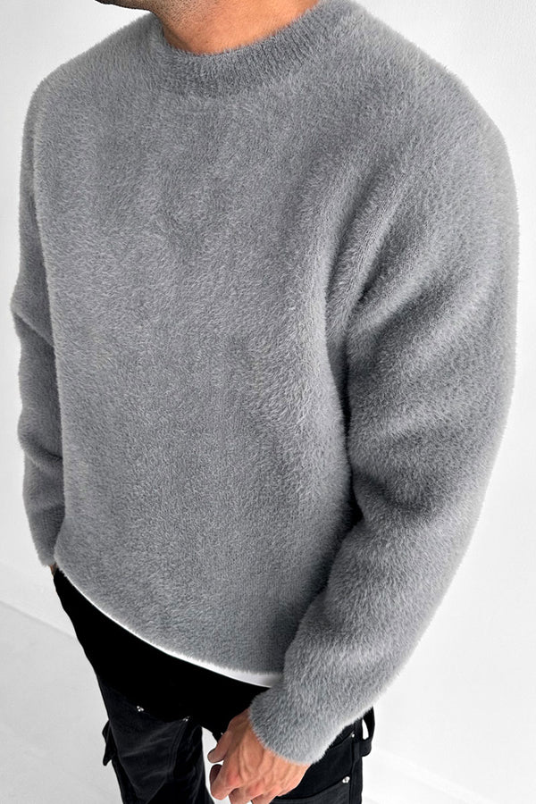 Mohair Crew Neck Sweatshirt - Grey