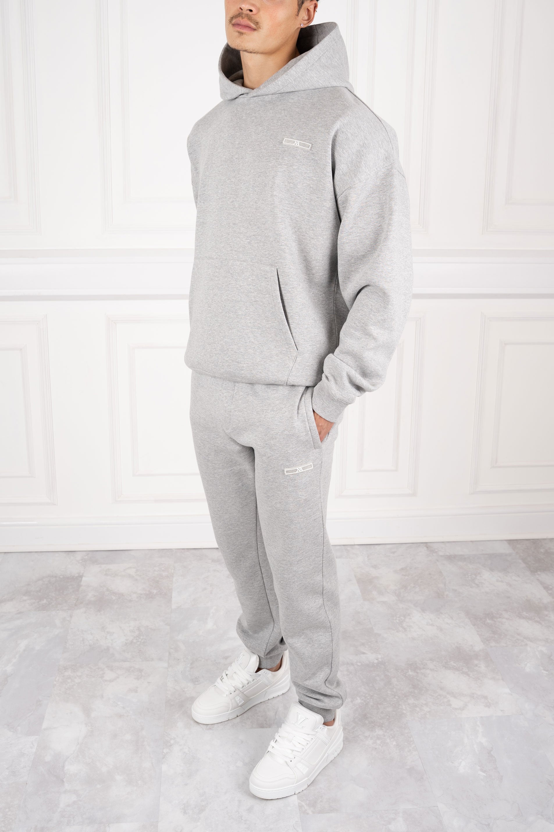 Day To Day Oversized Full Tracksuit - Grey Marl