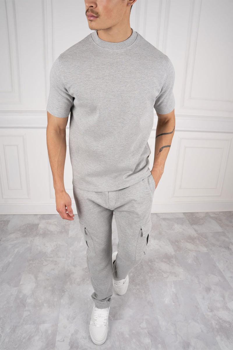 Day To Day T-Shirt and Cargo Jogger Set - Grey Marl