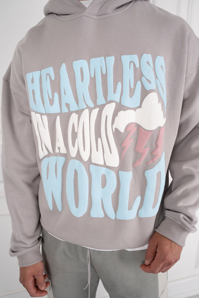 Heartless Puff Print Hoodie - Grey