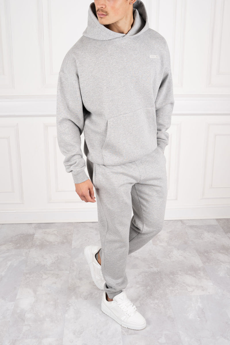 Day To Day Oversized Full Tracksuit - Grey Marl