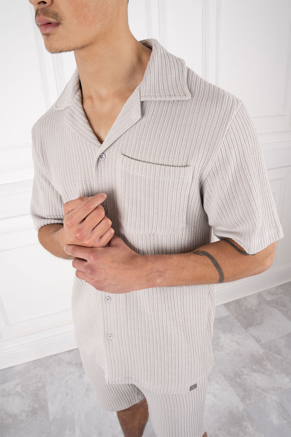 Textured Ribbed Shirt - Grey