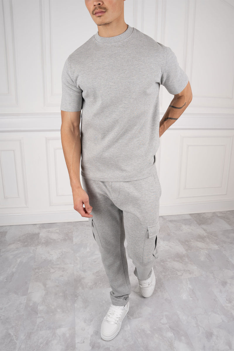 Day To Day T-Shirt and Cargo Jogger Set - Grey Marl