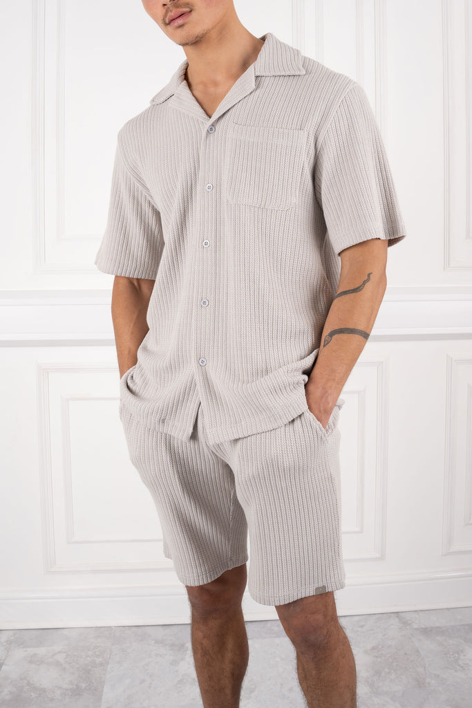 Textured Ribbed Shirt - Grey