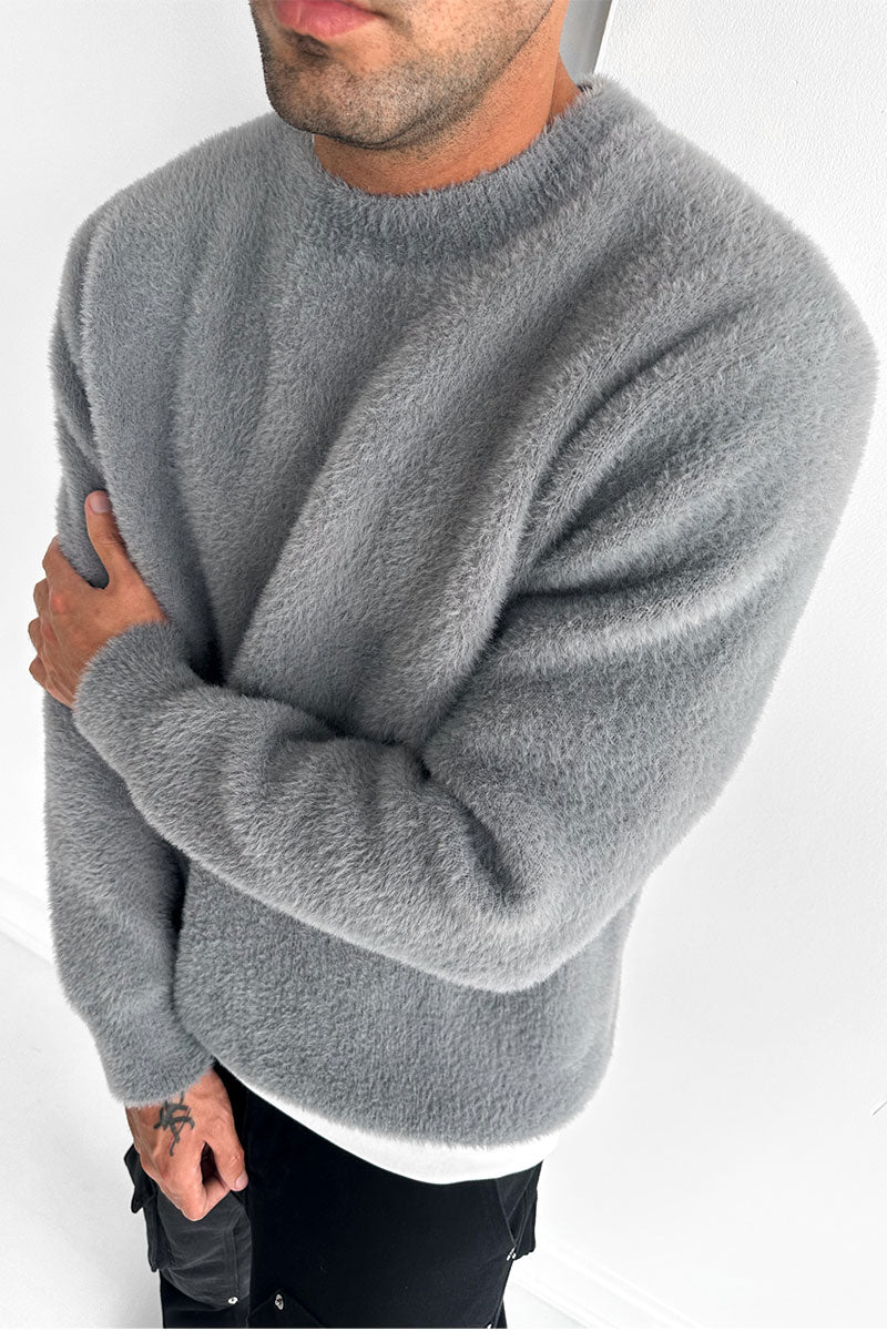 Mohair Crew Neck Sweatshirt - Grey