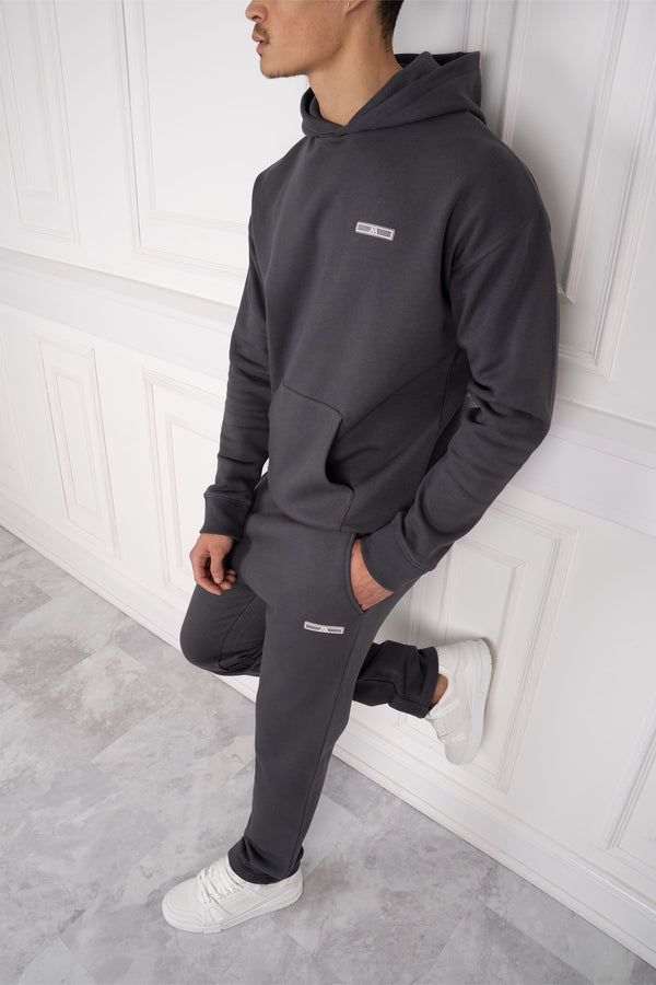 Day To Day Straight Leg Full Tracksuit - Charcoal