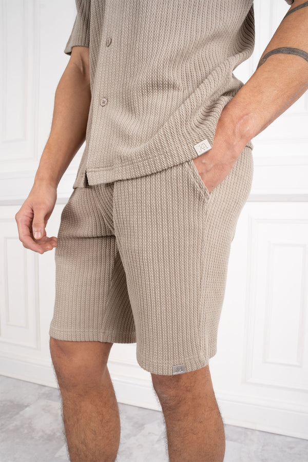 Textured Ribbed Shorts - Stone