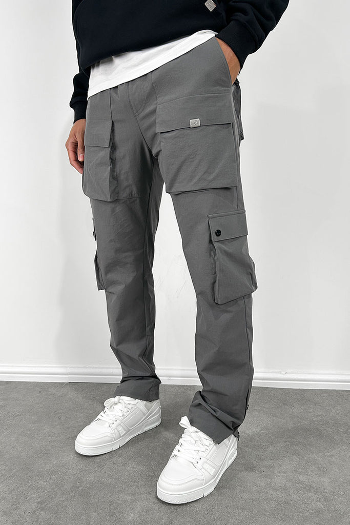 Contrast Band Snap Cargo Pant - Charcoal