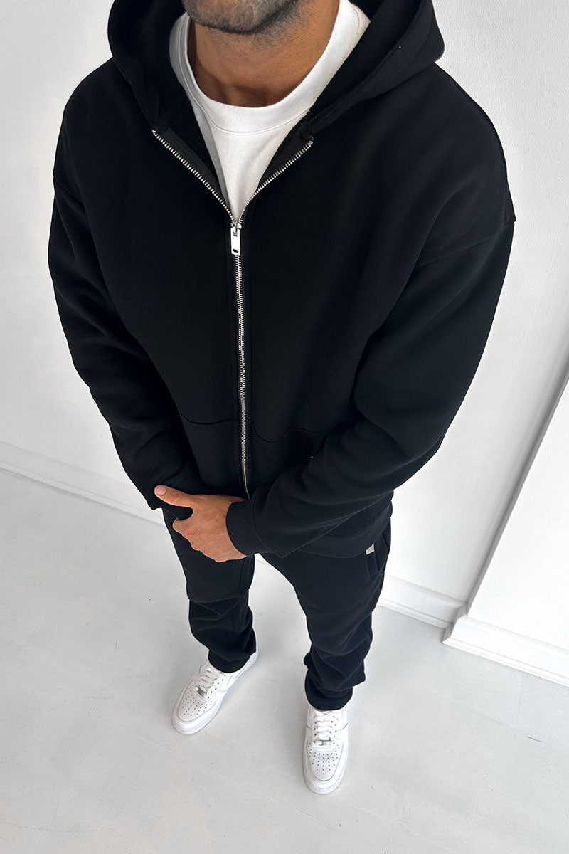 Essential Zip-Up Hoodie - Black