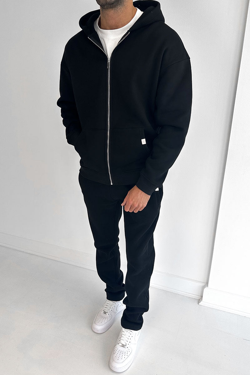 Essential Zip-Up Hoodie - Black