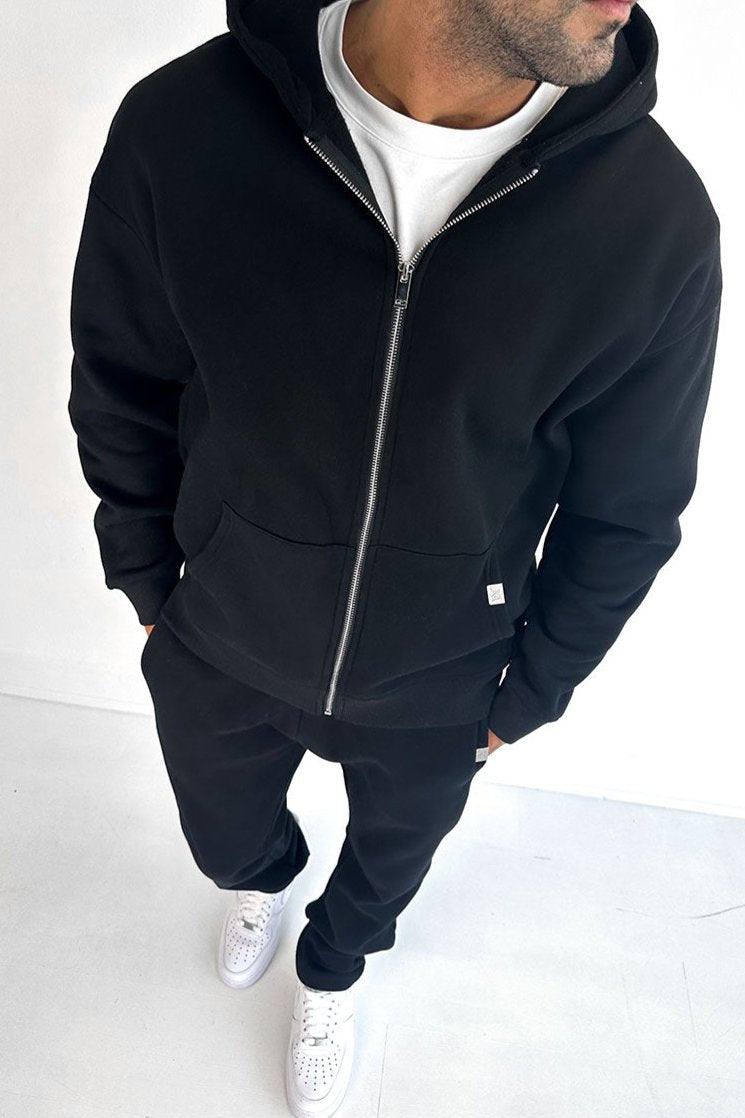 Essential Zip-Up Hoodie - Black