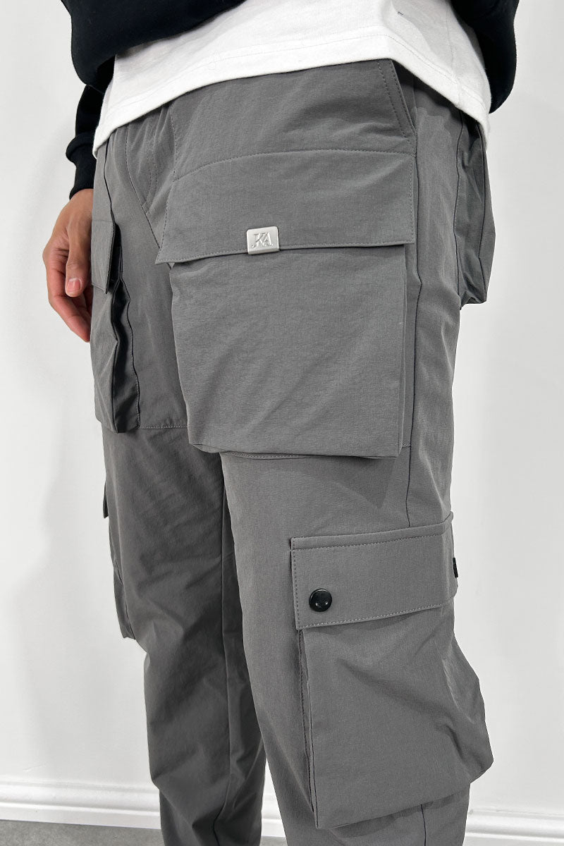 Contrast Band Snap Cargo Pant - Charcoal