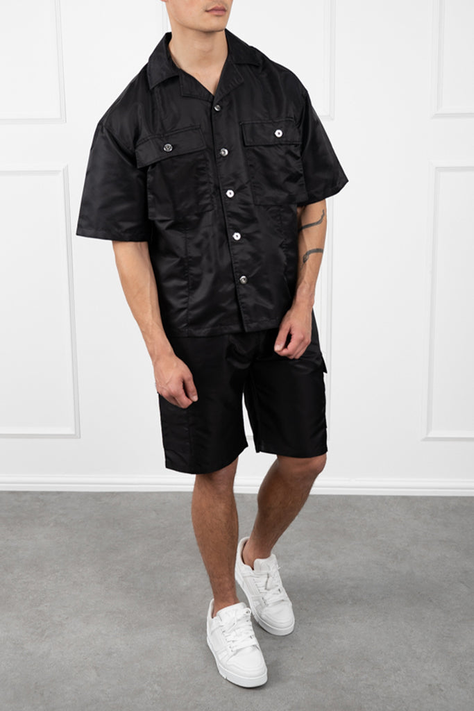 Nylon Cargo Shorts - Black