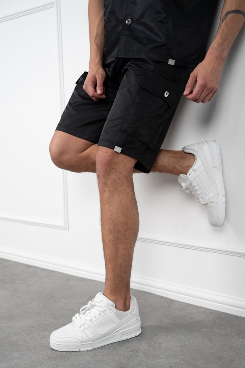 Nylon Cargo Shorts - Black