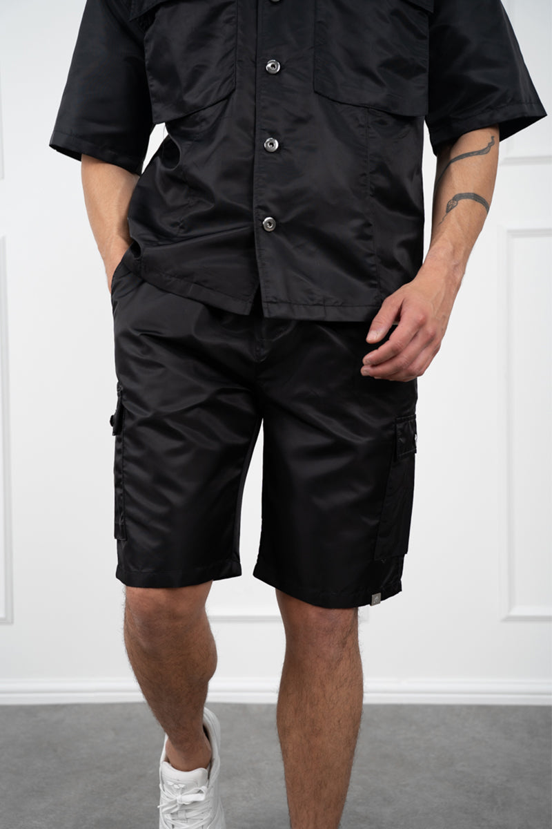 Nylon Cargo Shorts - Black