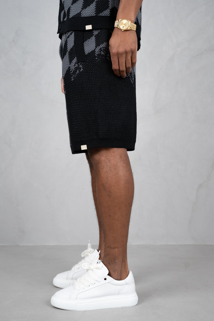 Knitted Checked Shorts - Black/Charcoal