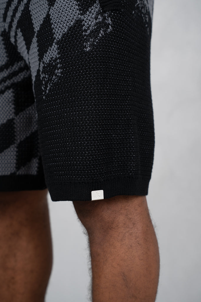 Knitted Checked Shorts - Black/Charcoal