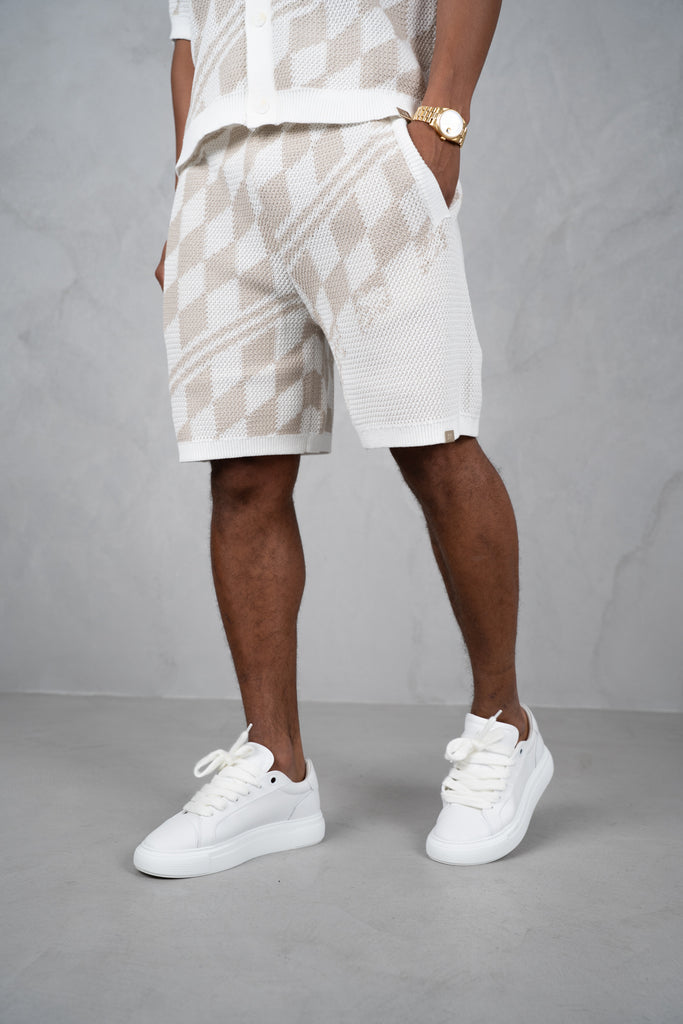 Boxy Checked Knitted Shirt - Taupe