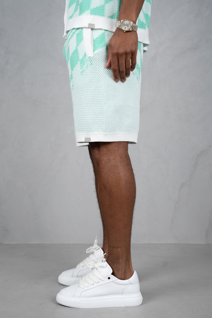 Knitted Checked Shorts - Mint