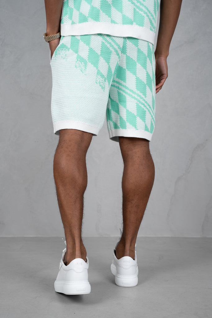 Knitted Checked Shorts - Mint