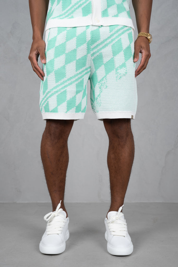 Boxy Checked Knitted Shirt - Mint