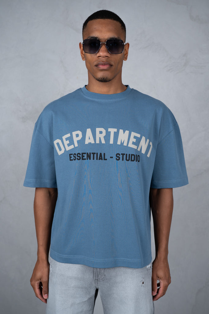 Boxy Department T-Shirt - Slate Blue