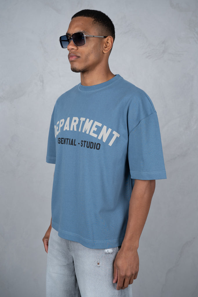 Boxy Department T-Shirt - Slate Blue