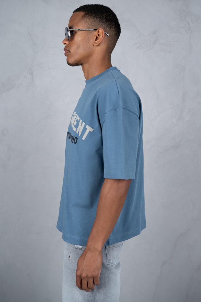 Boxy Department T-Shirt - Slate Blue