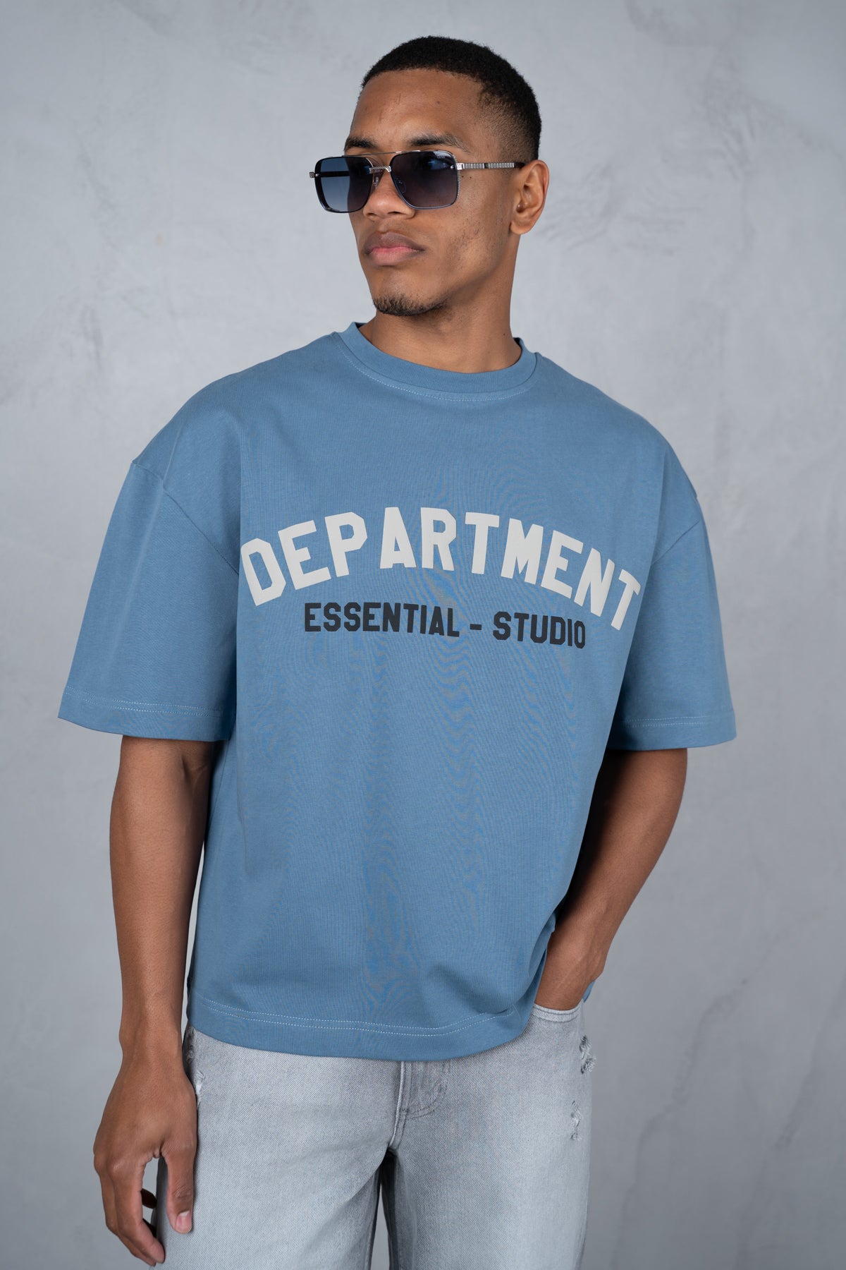 Boxy Department T-Shirt - Slate Blue