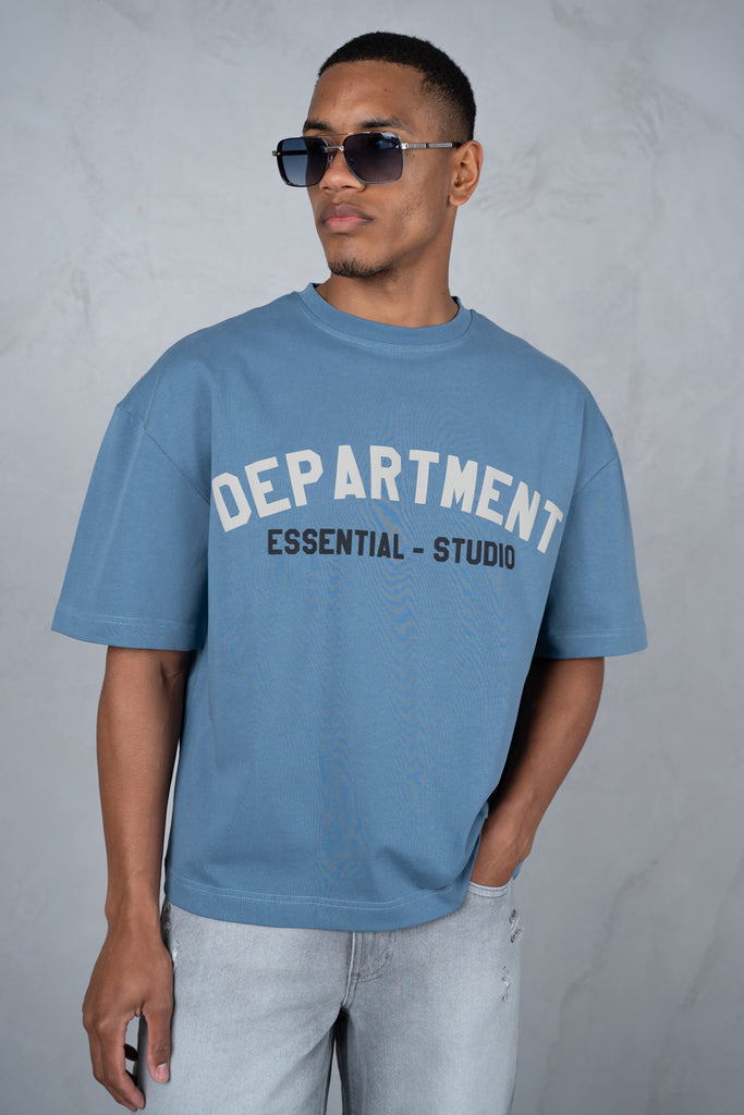 Boxy Department T-Shirt - Slate Blue