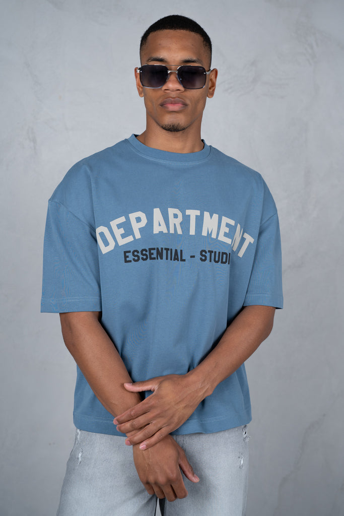 Boxy Department T-Shirt - Slate Blue