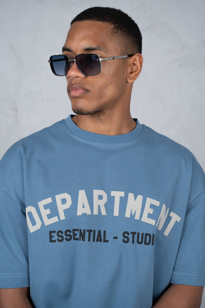 Boxy Department T-Shirt - Slate Blue