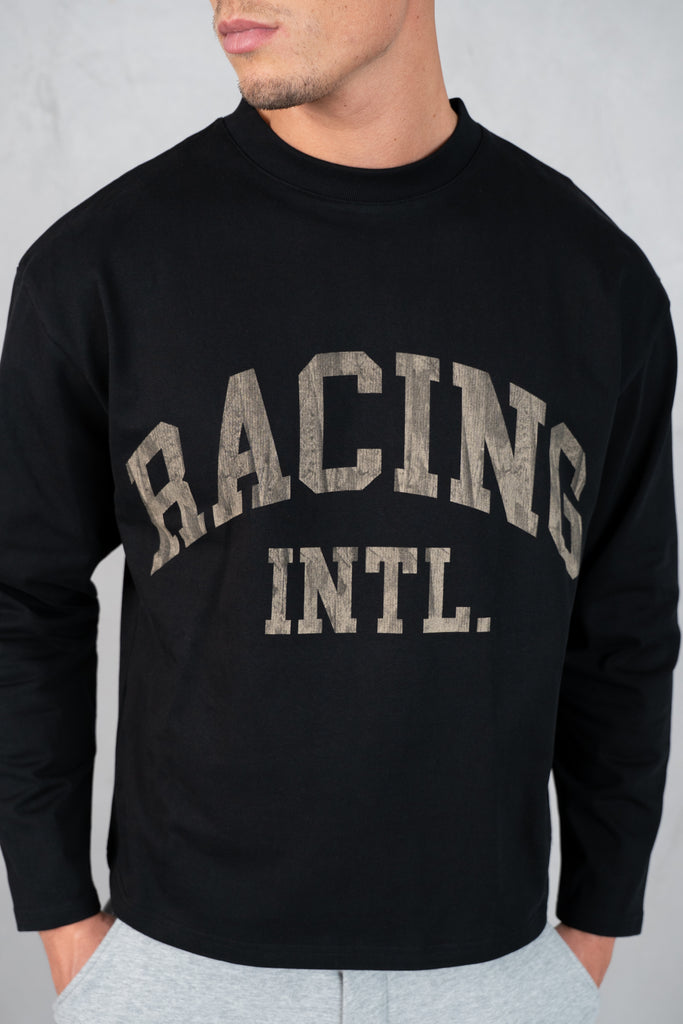 Racing Boxy Long Sleeve T-Shirt - Black