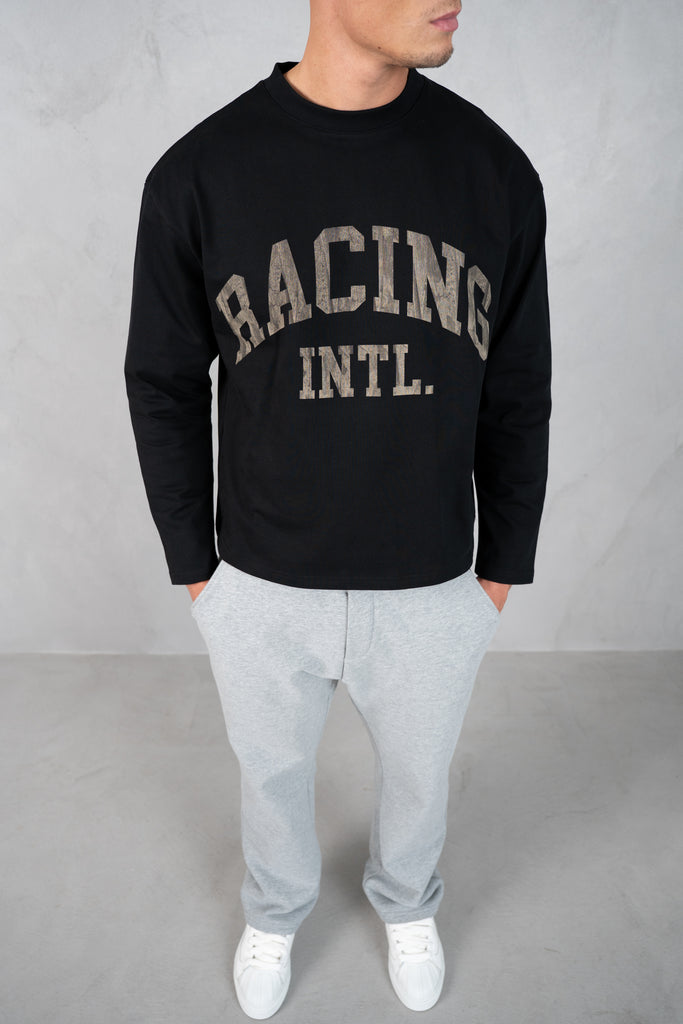 Racing Boxy Long Sleeve T-Shirt - Black