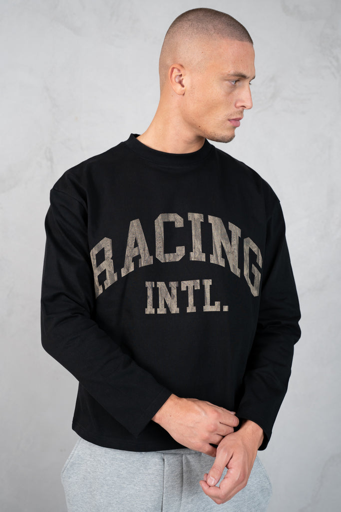 Racing Boxy Long Sleeve T-Shirt - Black