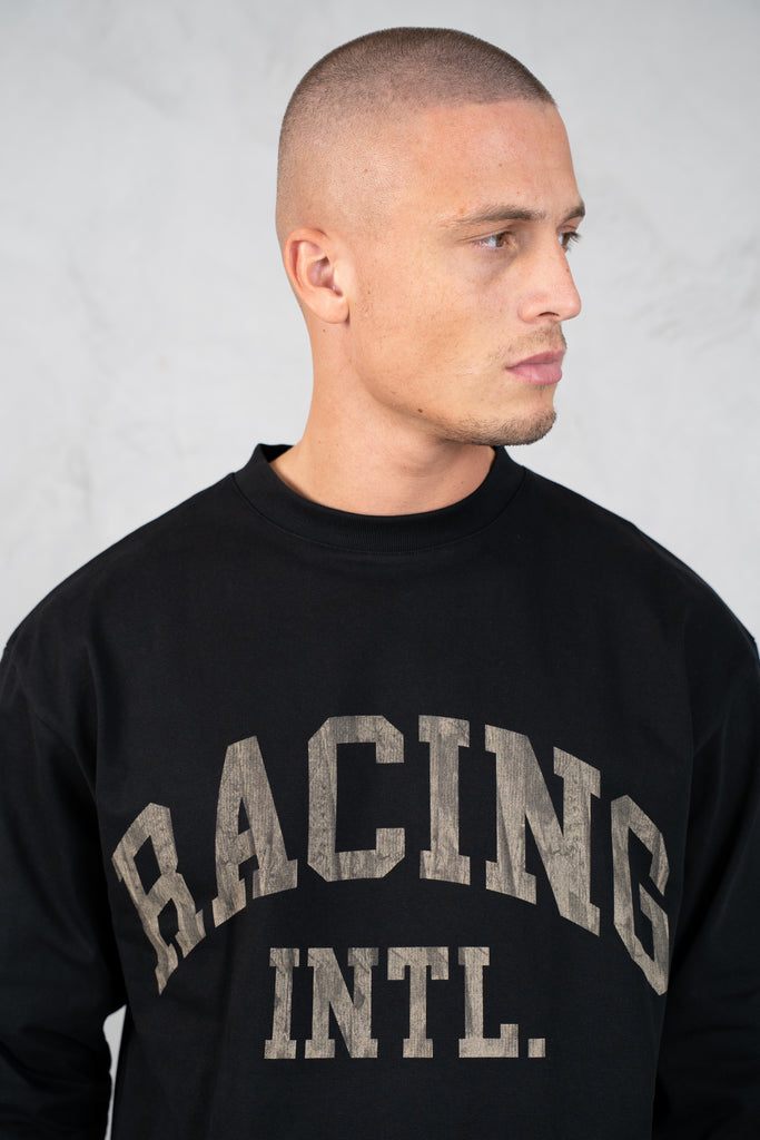 Racing Boxy Long Sleeve T-Shirt - Black