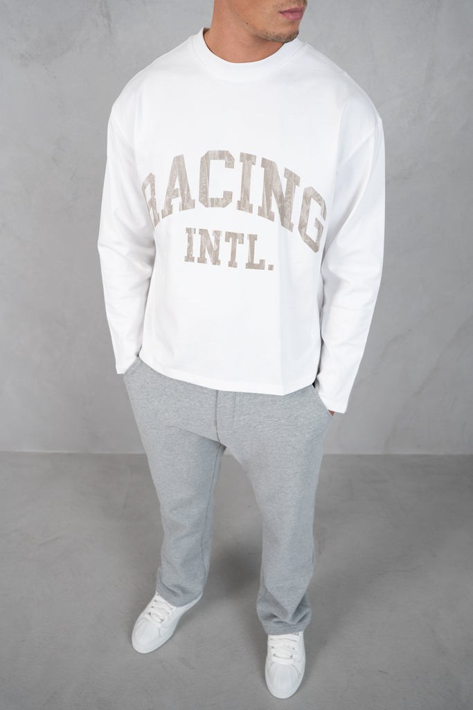 Racing Boxy Long Sleeve T-Shirt - White