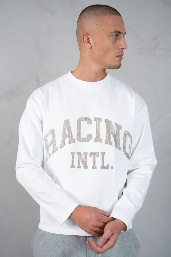 Racing Boxy Long Sleeve T-Shirt - White