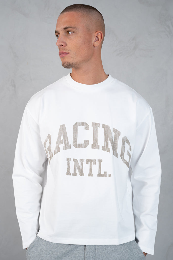 Racing Boxy Long Sleeve T-Shirt - White