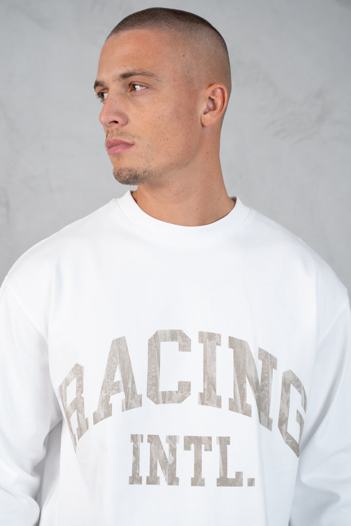 Racing Boxy Long Sleeve T-Shirt - White