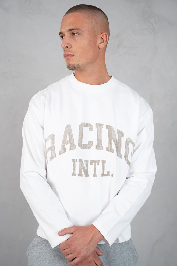 Racing Boxy Long Sleeve T-Shirt - White