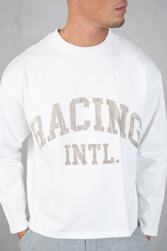 Racing Boxy Long Sleeve T-Shirt - White