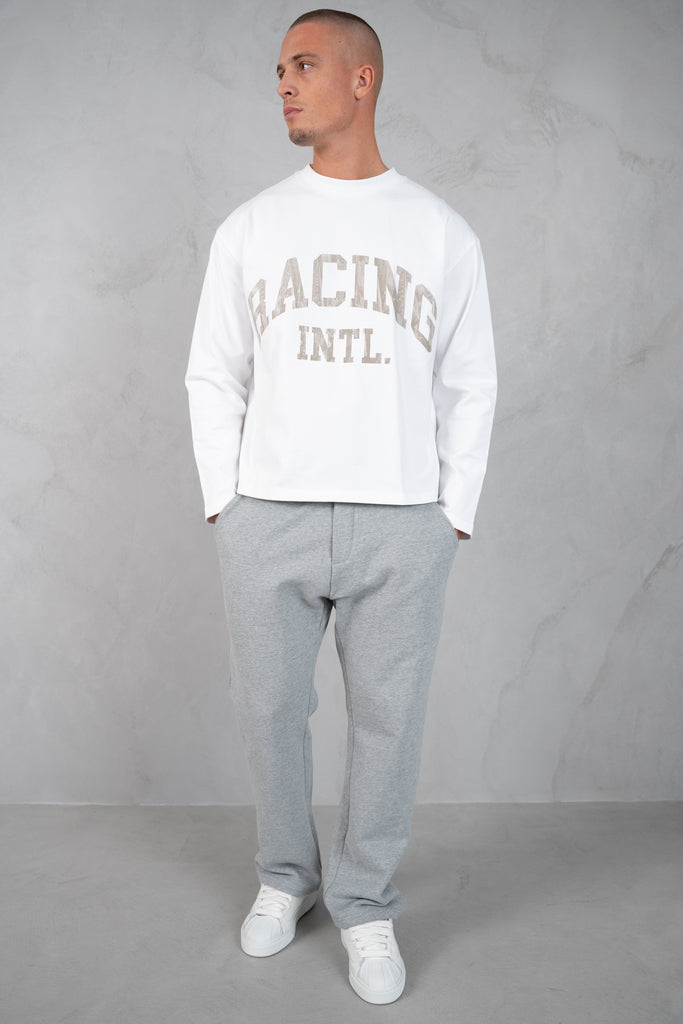 Racing Boxy Long Sleeve T-Shirt - White