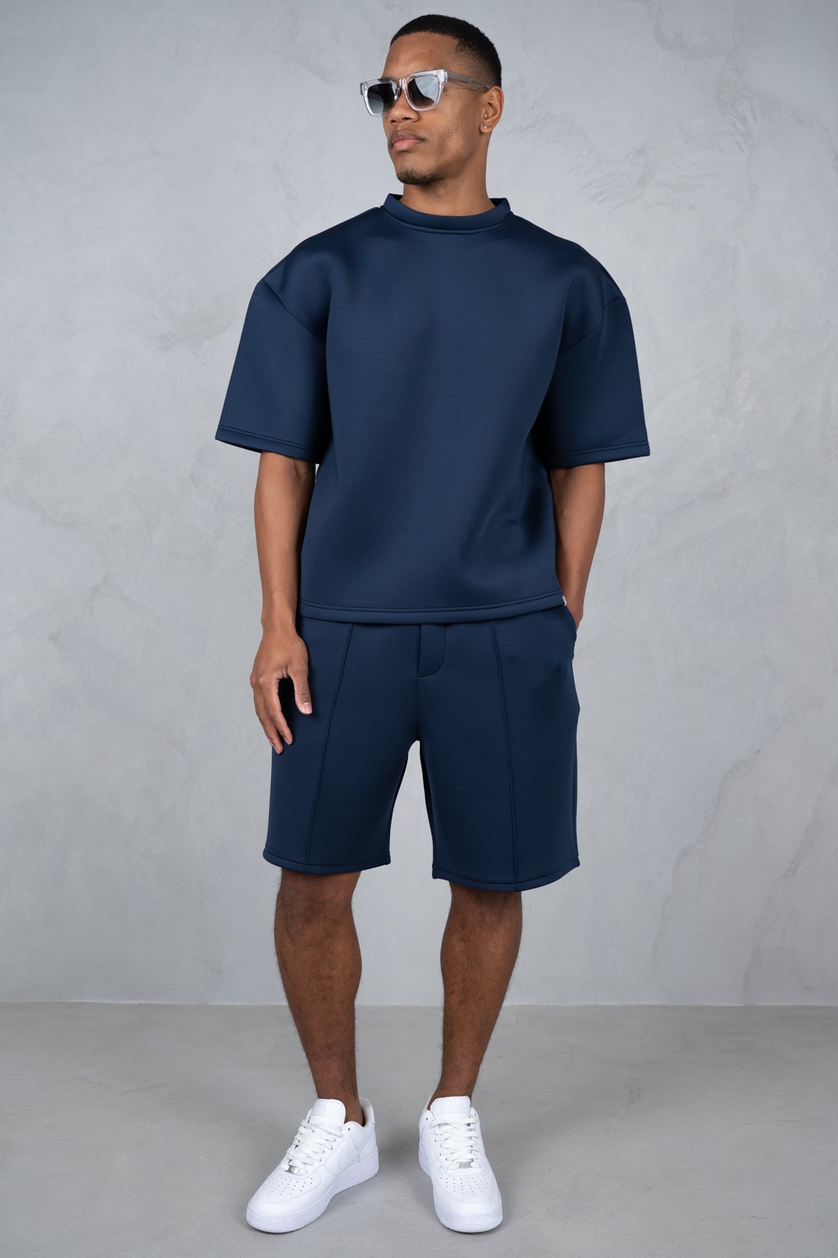 Boxy Scuba Shorts - Navy