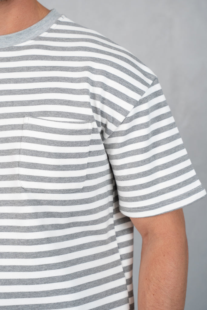 Boxy Stripe Pocket T-Shirt - Grey